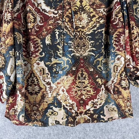 Chaps Top Womens 2X Medallion Blouse 3/4 Sleeve Artsy Ethnic Southwestern Aztec - Picture 3 of 13
